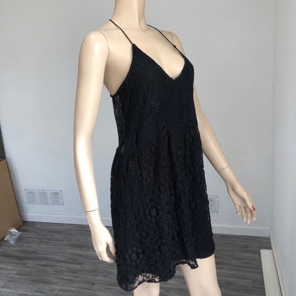 ZARA WOMAN black lace mini dress size:M - Picture 8 of 15